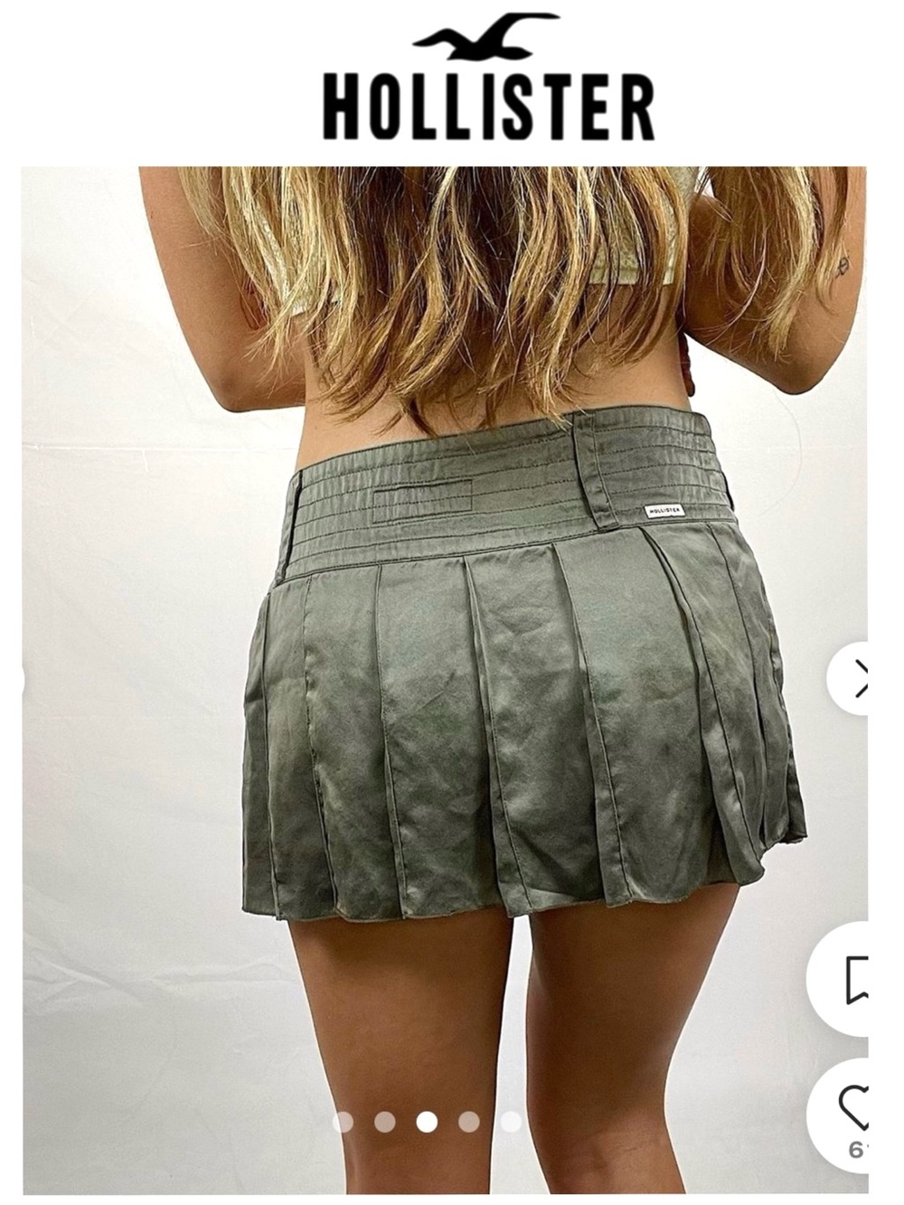 Vintage Y2K Hollister Silk Mini-Skirt Olive Green 7